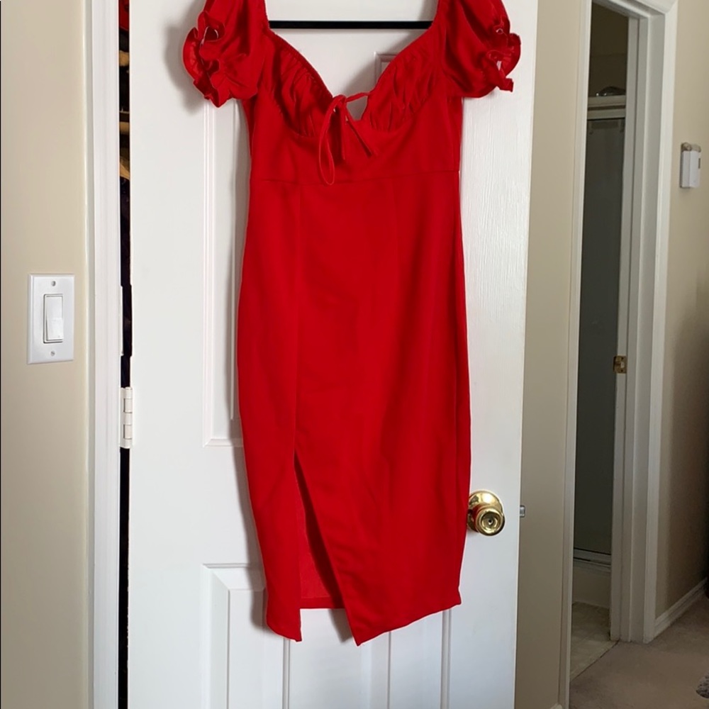 Red off the shoulder Hello Molly cocktail dress